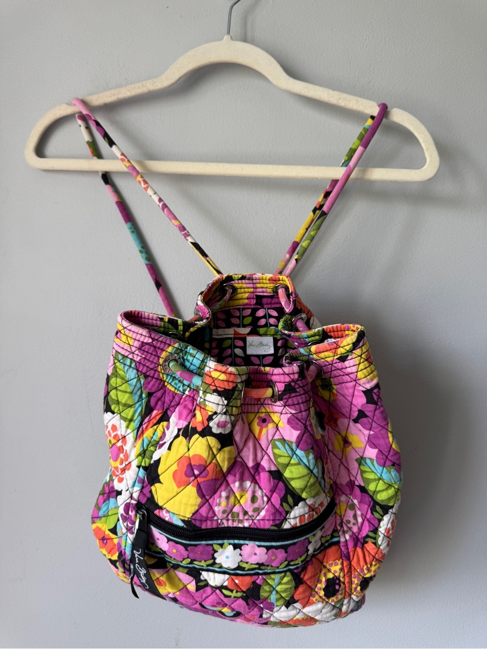 Vera Bradley Quilted Floral Drawstring Backpack - Pink Multicolor